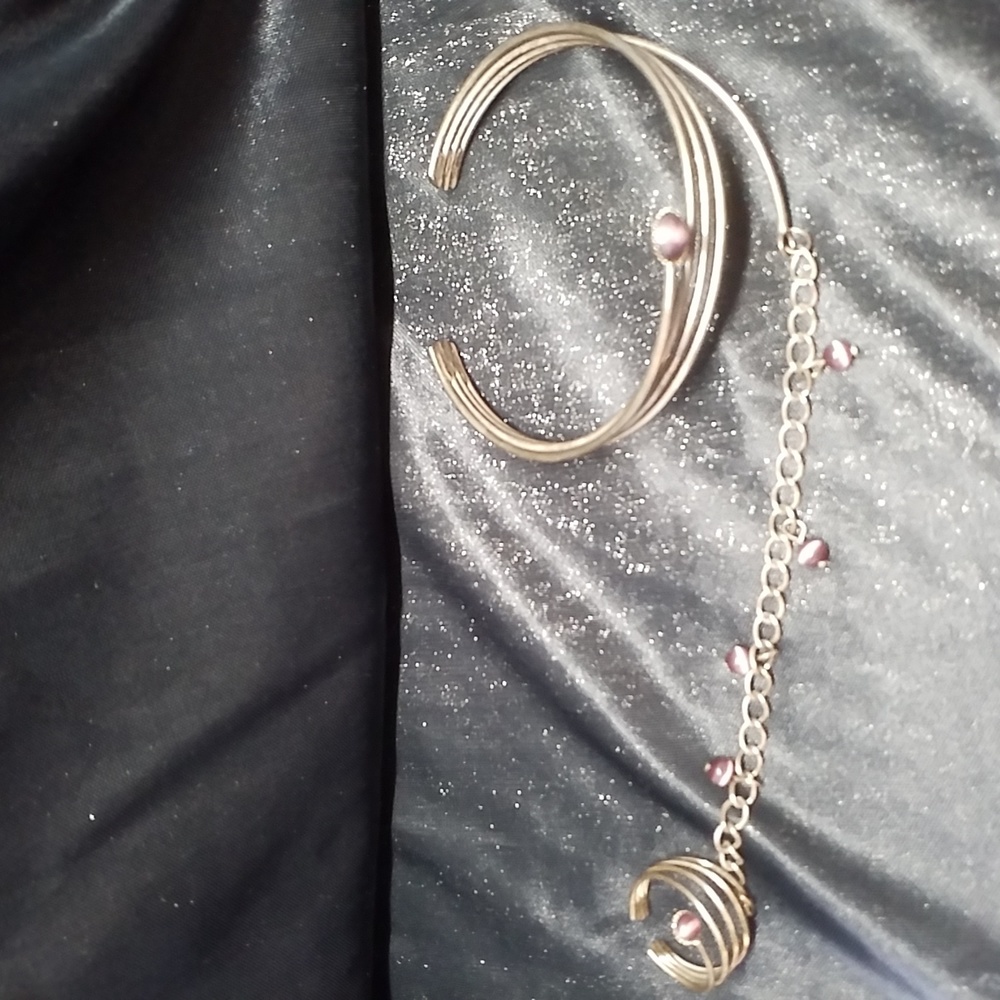 3/$25 CLAIRE'S BRACELET JOINED RING PURPLE TIGER EYE